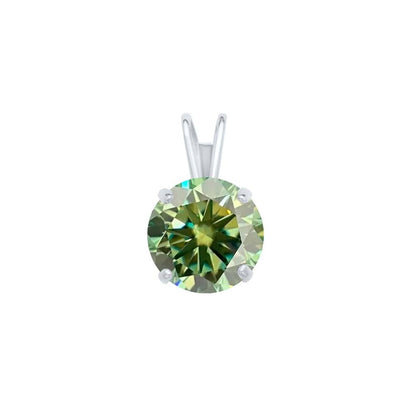 MauliJewels 0.50ct Green Moissanite 14k White Gold Solitaire Pendant with Gold Plated Silver Chain