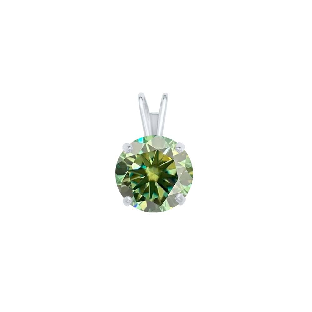 MauliJewels 0.25ct Green Moissanite 14k White Gold Solitaire Pendant with Gold Silver Chain