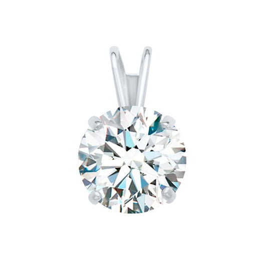 MauliJewels 2.00ct White Moissanite 14k White Gold Solitaire Pendant with Gold Silver Chain