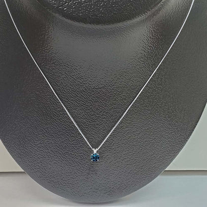 MauliJewels 0.25ct Blue Diamond Moissanite 14k White Gold Solitaire Pendant with Gold Plated Silver Chain Mauli Jewels