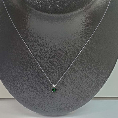 MauliJewels 1.20ct Rainbow Green Moissanite 14k White Gold Solitaire Pendant with Gold Plated Silver Chain