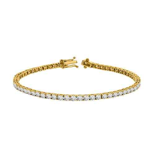 MauliJewels 4 Carat Diamond Tennis Bracelet for Women, Lab Grown Diamond Bracelet Round Cut, 7 Inch Tennis Bracelet 14K Yellow Gold White Gold Over 925 Sterling Silver, Womens Diamond Bracelet, IGI Certified Diamond Bracelet