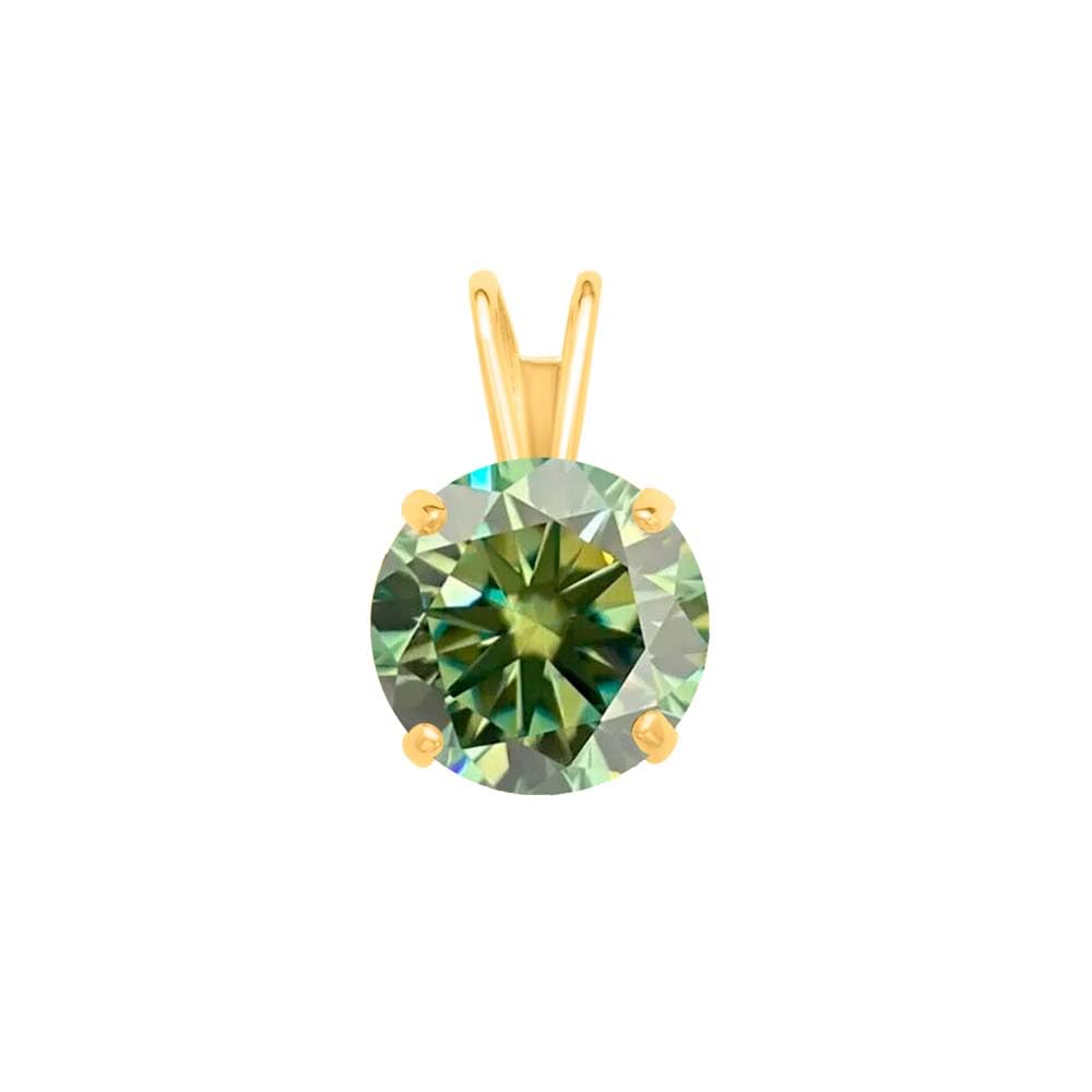 MauliJewels 0.85ct Green Moissanite 14k Yellow Gold Solitaire Pendant with Gold Silver Chain