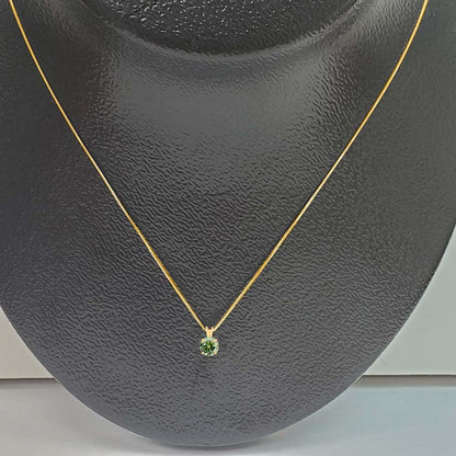 MauliJewels 0.85ct Green Moissanite 14k Yellow Gold Solitaire Pendant with Gold Silver Chain