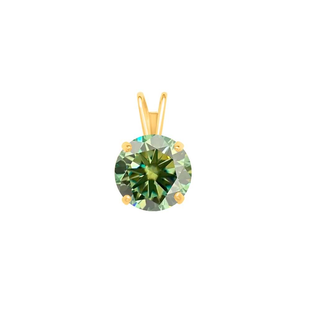 MauliJewels 0.25ct Green Moissanite 14k Yellow Gold Solitaire Pendant with Gold Plated Silver Chain