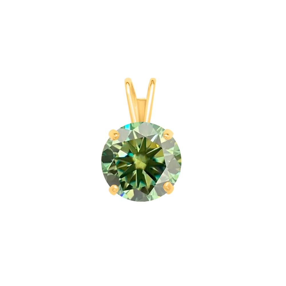 MauliJewels 0.50ct Green Moissanite 14k Yellow Gold Solitaire Pendant with Gold Plated Silver Chain