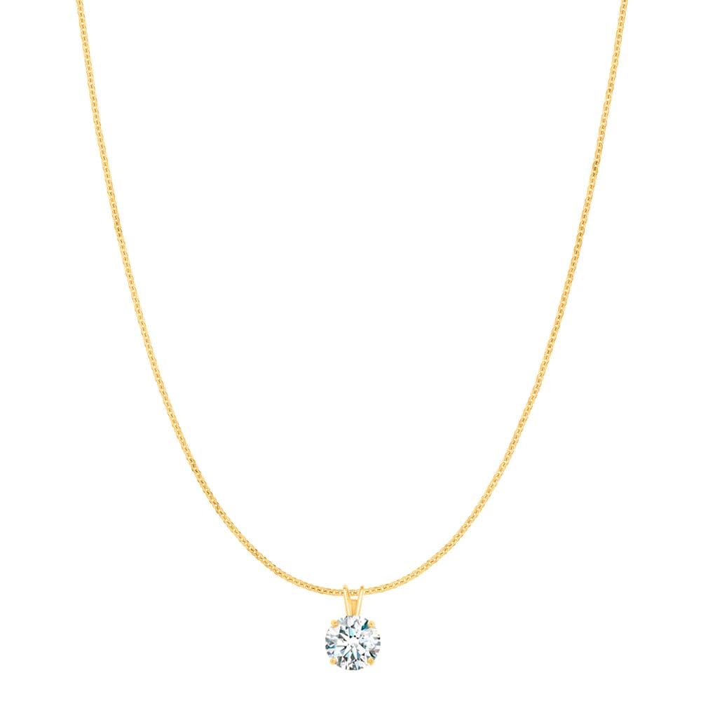 MauliJewels 1.20ct White Moissanite 14k Yellow Gold Solitaire Pendant with Gold Silver Chain