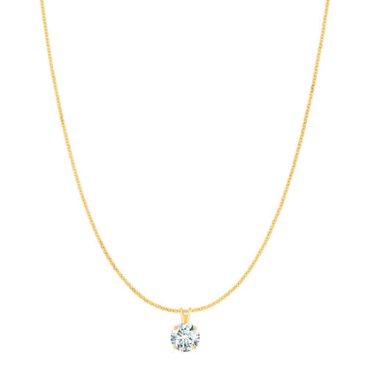 MauliJewels 1.20ct White Moissanite 14k Yellow Gold Solitaire Pendant with Gold Silver Chain