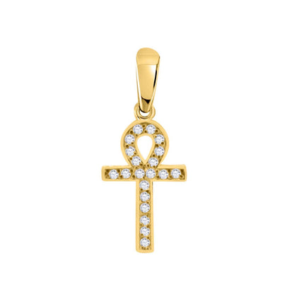 MauliJewels Engagement Necklace for Women 0.20 Carat Diamond Ankh-Cross Pendant With 18" Box Chain 4 Prong-Setting 10K  Yellow Gold Genuine Diamond Wedding Jewelry Collection Mauli Jewels