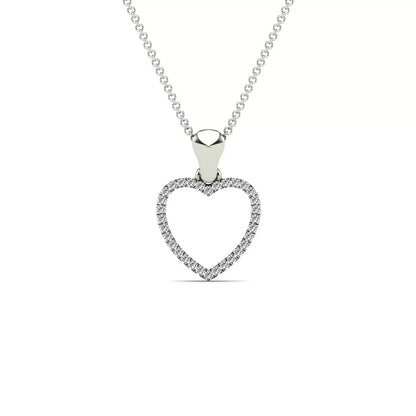 0.10Ct Natural Round White Diamond HeartShape Pendant Necklace in 10K White Gold