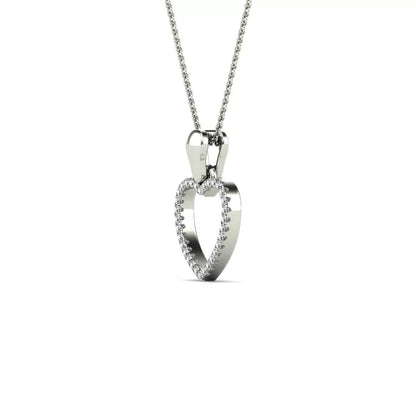 0.10Ct Natural Round White Diamond HeartShape Pendant Necklace in 10K White Gold