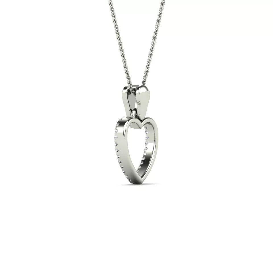 0.10Ct Natural Round White Diamond HeartShape Pendant Necklace in 10K White Gold