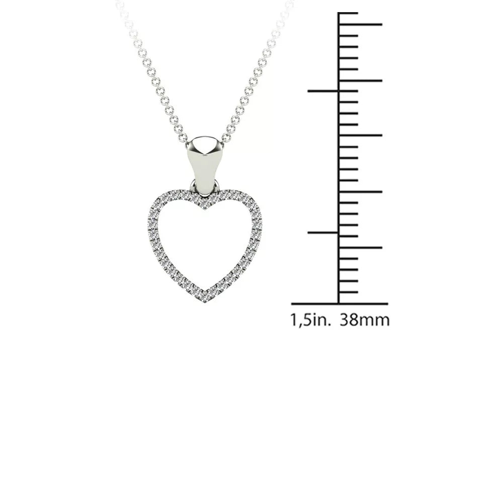 0.10Ct Natural Round White Diamond HeartShape Pendant Necklace in 10K White Gold