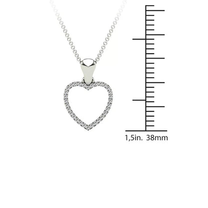 0.10Ct Natural Round White Diamond HeartShape Pendant Necklace in 10K White Gold