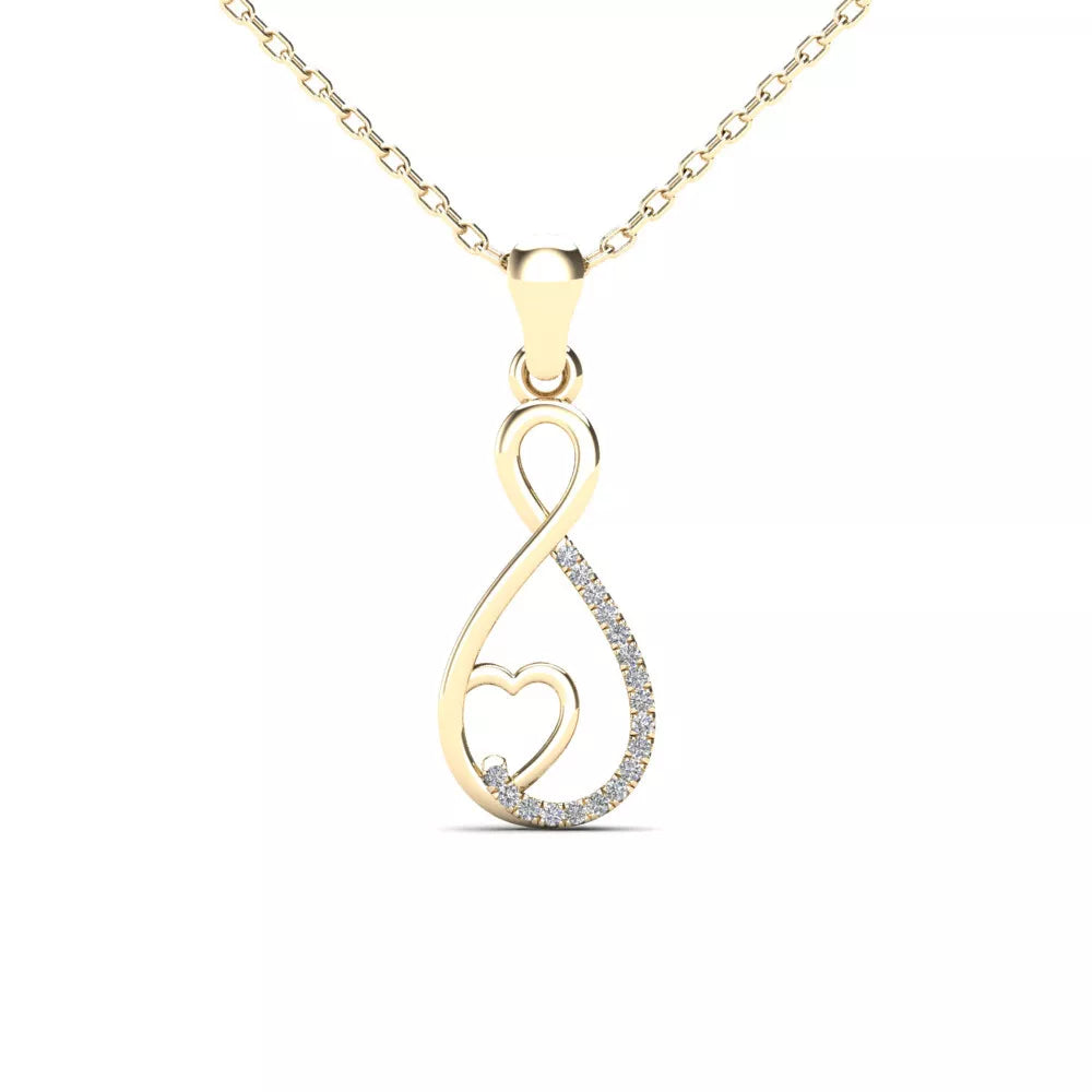 0.05Ct Natural White Diamond Heart Pendant Necklace in 10K Yellow Gold