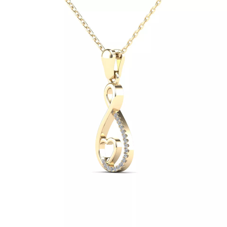 0.05Ct Natural White Diamond Heart Pendant Necklace in 10K Yellow Gold