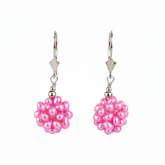 Mauli Jewels 13mm Genuine Freshwater Pearls Sterling Silver Earrings, Pearl Ball Dangle Style Earrings for Women