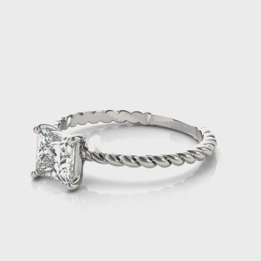 Mauli Jewels Women's 1.00 Ctw Princess Cut Lab-Grown Diamond Solitaire Ring in 10K White, Rose, and Yellow Gold