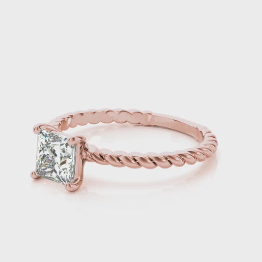 Mauli Jewels Women's 1.00 Ctw Princess Cut Lab-Grown Diamond Solitaire Ring in 10K White, Rose, and Yellow Gold