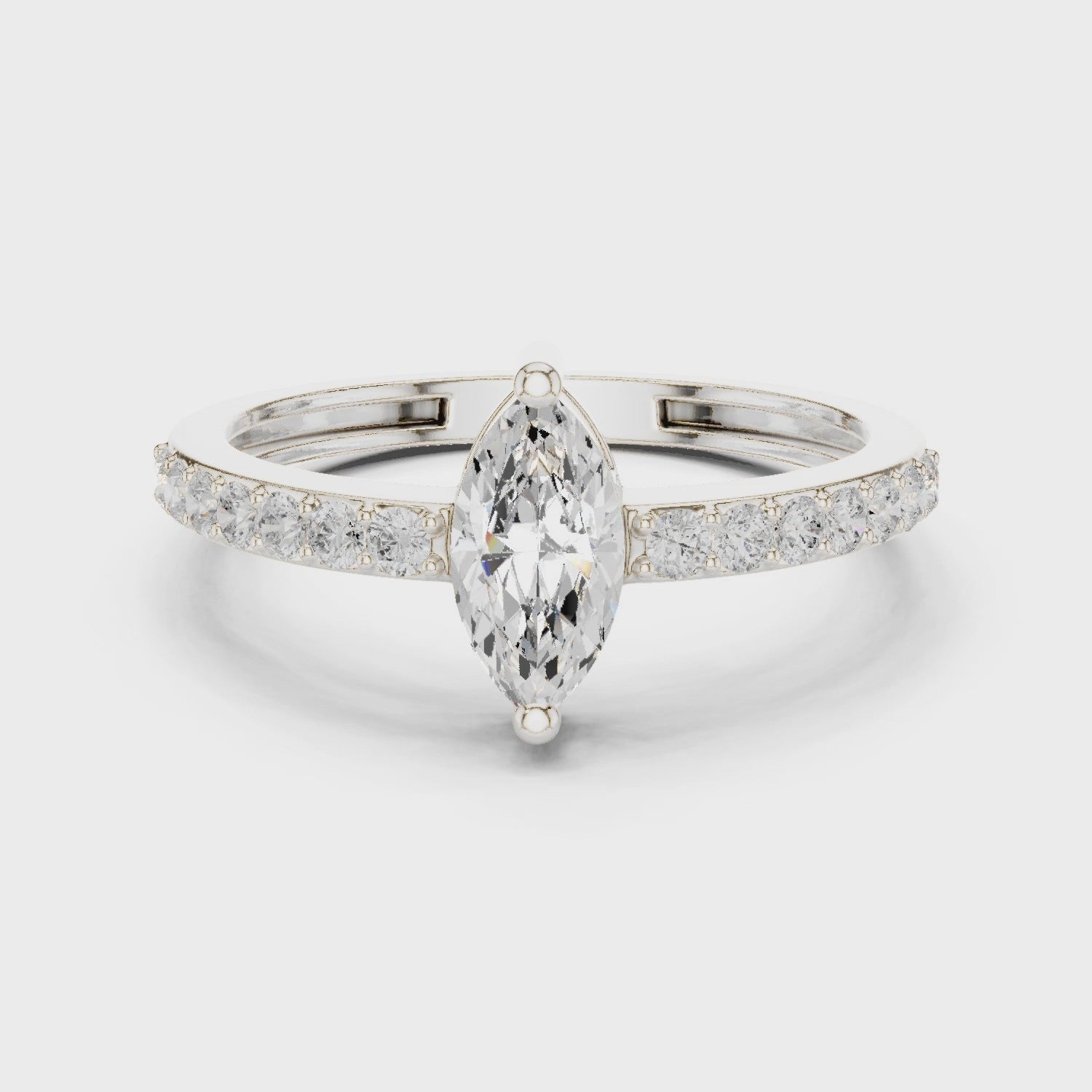 Mauli Jewels 10K Gold 0.60 Ct Lab Grown Diamond Marquise Engagement Ring for Women | EF-VS1 Clarity | 11-Stone Design in Rose, White & Yellow Gold, Ring Sizes 5-9