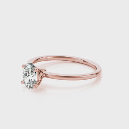 0.50 Carat Oval-Cut Lab-Grown Diamond Ring in 10K White, Rose, or Yellow Gold – Elegant Design for Women