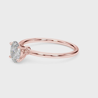 0.50 Carat Oval-Cut Lab-Grown Diamond Ring in 10K White, Rose, or Yellow Gold – Elegant Design for Women