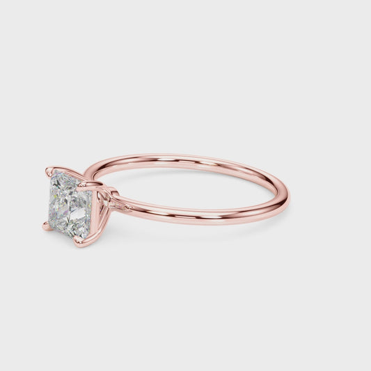 Mauli Jewels Women's 1.00 Ctw Princess Cut Lab-Grown Diamond Solitaire Ring in 10K White, Rose, and Yellow Gold