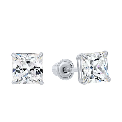 14K Gold Princess Cut Moissanite Stud Earrings with D-VVS1 Certified Quality, Screw Back Design Mauli Jewels