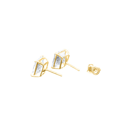 14K Gold Princess Cut Moissanite Stud Earrings with D-VVS1 Certified Quality, Screw Back Design Mauli Jewels