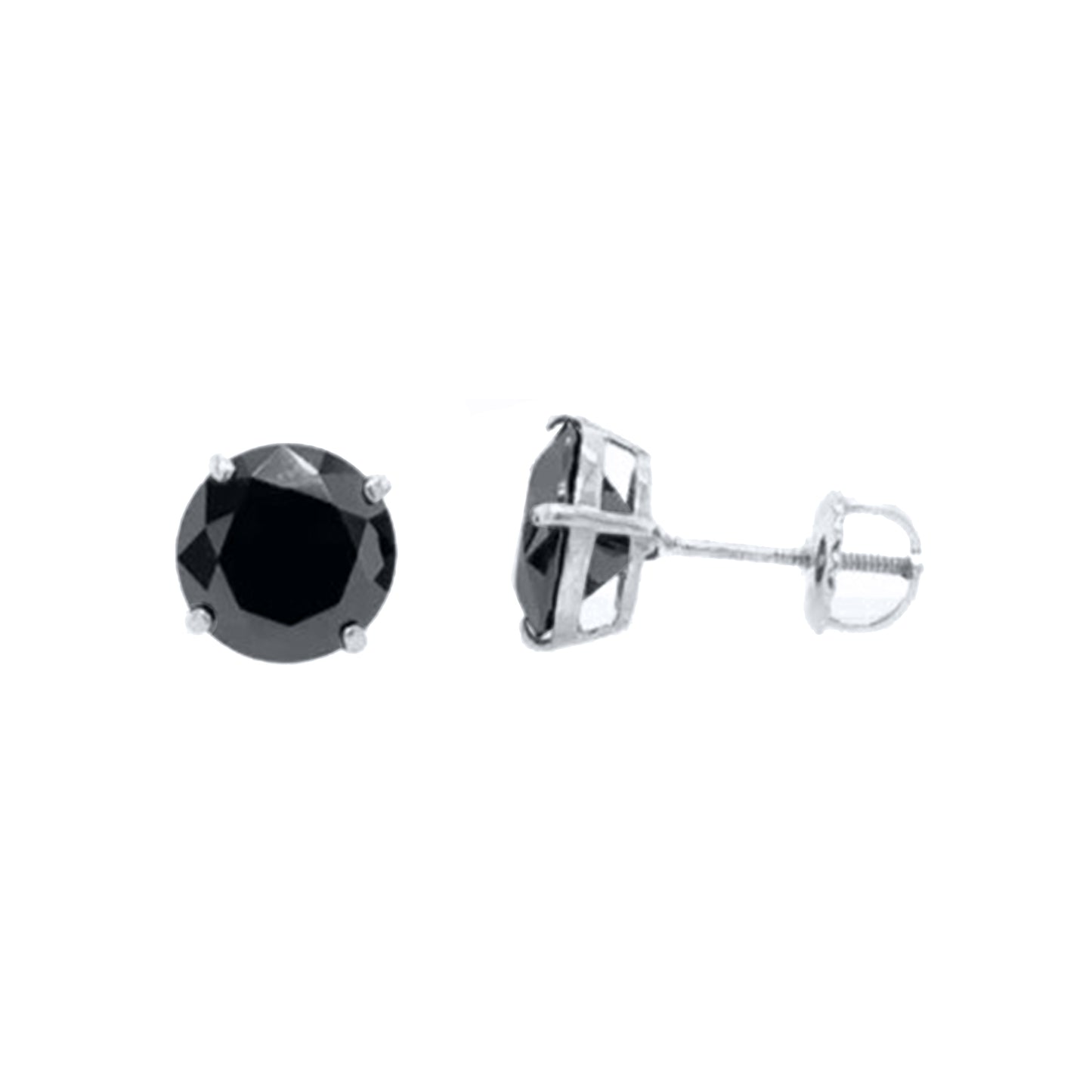 14K Gold Round Black Moissanite Stud Earrings with Screw Back, GRA Certified D-VVS1 Clarity Mauli Jewels