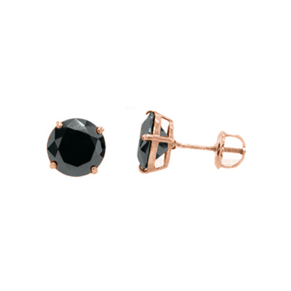 14K Gold Round Black Moissanite Stud Earrings with Screw Back, GRA Certified D-VVS1 Clarity Mauli Jewels