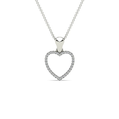 MauliJewels 0.10 Carat Natural White Diamond Heart Shape Pendant Neckalce Crafted In 10K White Gold With 18' Gold Cable Chain. Mauli Jewels