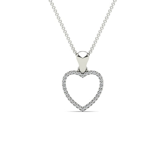 MauliJewels 0.10 Carat Natural White Diamond Heart Shape Pendant Neckalce Crafted In 10K White Gold With 18' Gold Cable Chain. Mauli Jewels