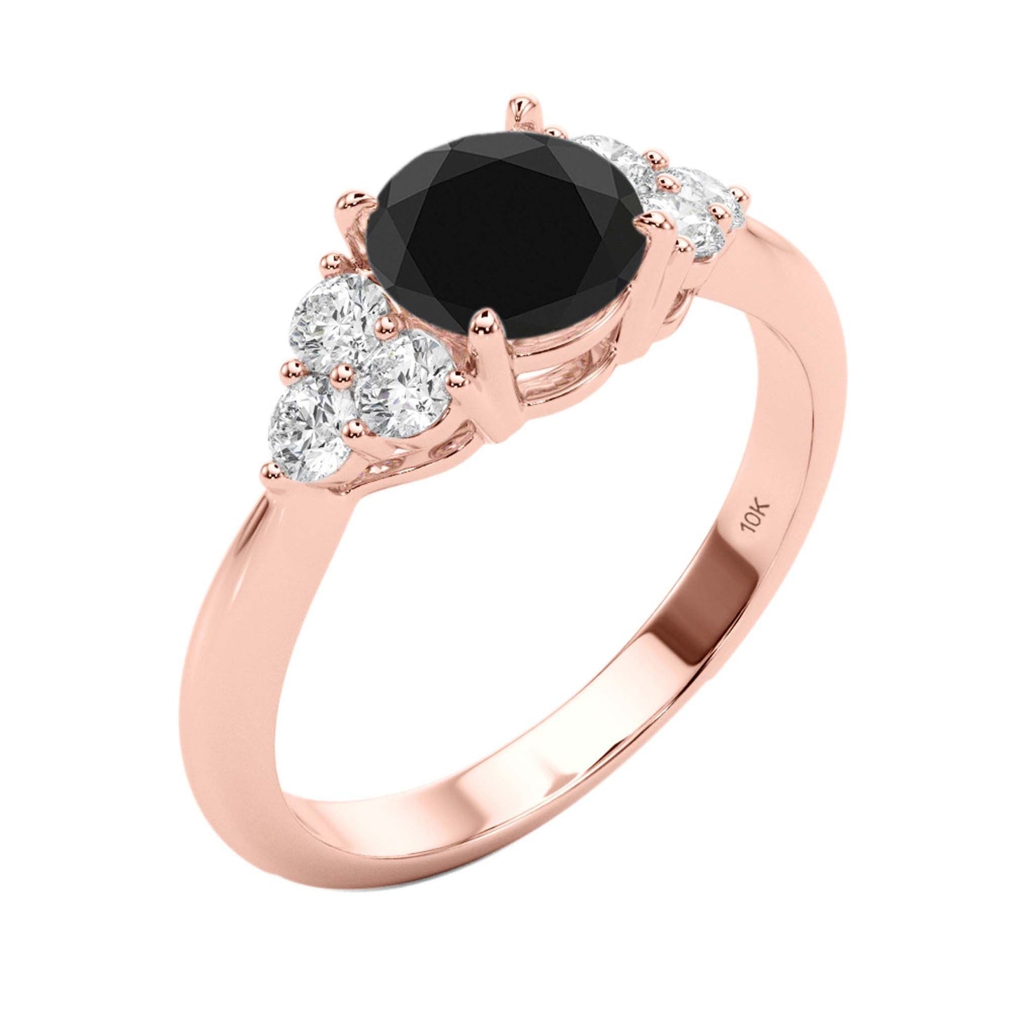 1.35 Carat Black And White Diamond Engagement Rings For Women In 10K